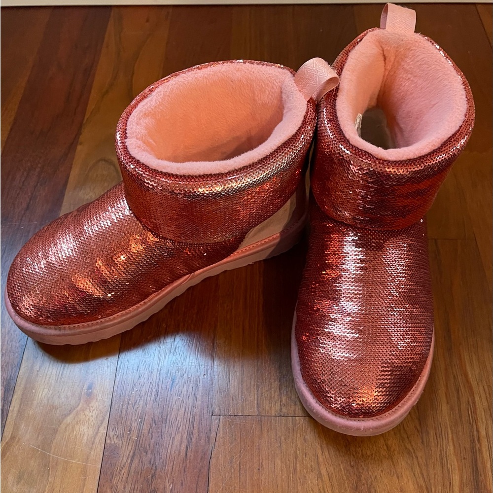 UGG Classic Mini Mirror Ball Red Sequins Boots